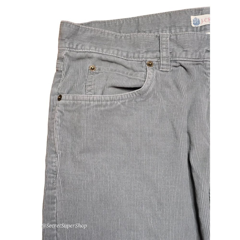 Vintage J Crew Mens Pants 34"x30" Gray Corduroy Straight Leg Flat Front Pockets - Picture 3 of 4